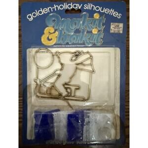 Vintage Makit Bakit Golden Holiday Silhouettes Skaters Suncatcher Ornament Kit